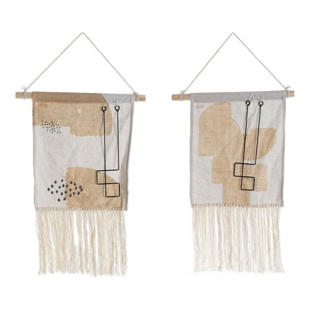 Décoration Suspendue DKD Home Decor Ocre Métal Polyester (2 pcs) (36 x 54 x 54 cm)