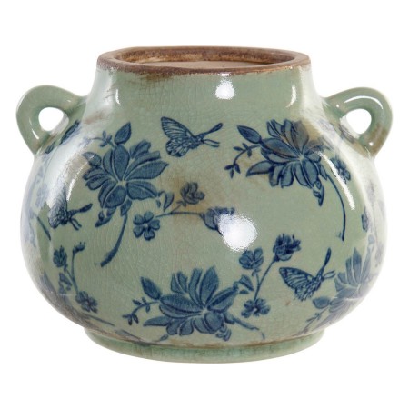 Vase DKD Home Decor Bleu Vert Papillon Cottage (21 x 20 x 16 cm)