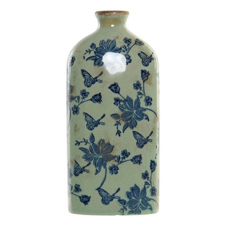 Vase DKD Home Decor Bleu Vert Papillon Vaisselle Cottage (14 x 7 x 31 cm)