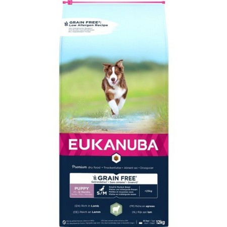 Nourriture Eukanuba Grain Free Puppy Small&Medium Lamb Agneau 12 kg