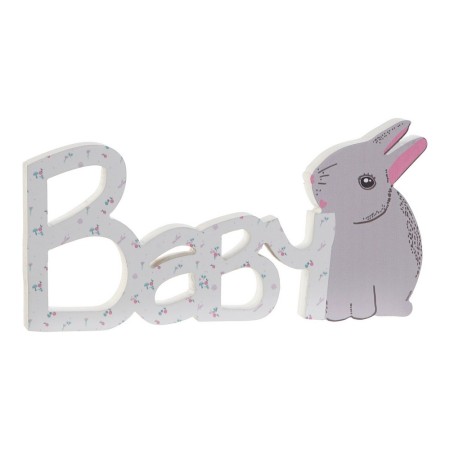 Figurine Décorative DKD Home Decor Baby Lapin Multicouleur Bois MDF (30 x 2 x 8 cm)