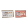 Cadre photo DKD Home Decor Arc-en-ciel Rose Blanc Enfant Bois MDF (25 x 1 x 16 cm) (2 Unités)