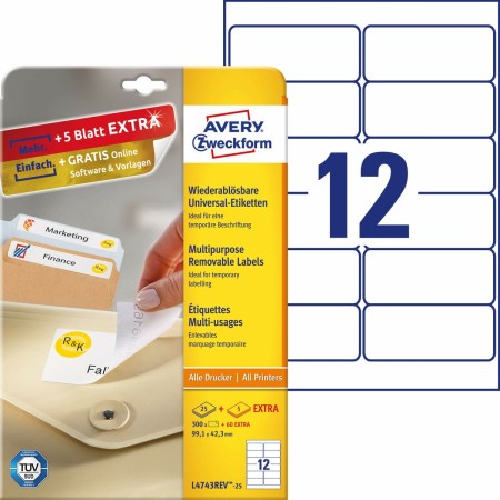 Adhésifs/étiquettes Avery L4743REV-25 Blanc Papier