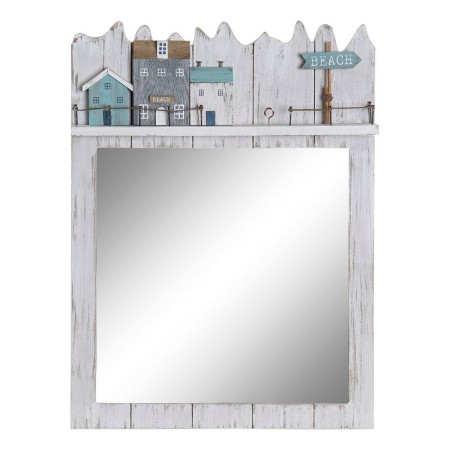 Miroir mural DKD Home Decor Beach Bleu Blanc Bois MDF (30 x 4 x 40 cm)