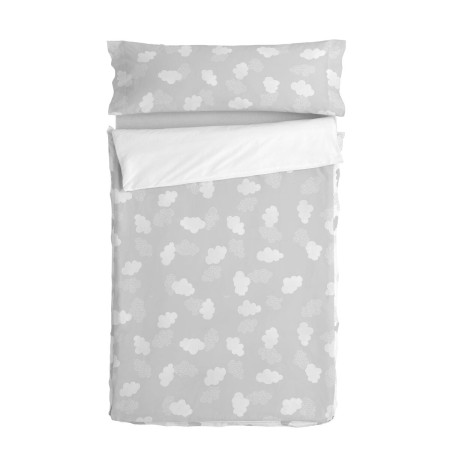 Housse de couette non rembourrée HappyFriday Basic Kids Clouds Gris 90 x 200 cm