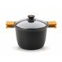 Casserole avec couvercle en verre BRA Braisogona_A273903 Noir Noir/Orange Bois Aluminium Plastique Aluminium fondu Ø 20 cm (1 U