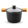 Casserole avec couvercle en verre BRA Braisogona_A273903 Noir Noir/Orange Bois Aluminium Plastique Aluminium fondu Ø 20 cm (1 U