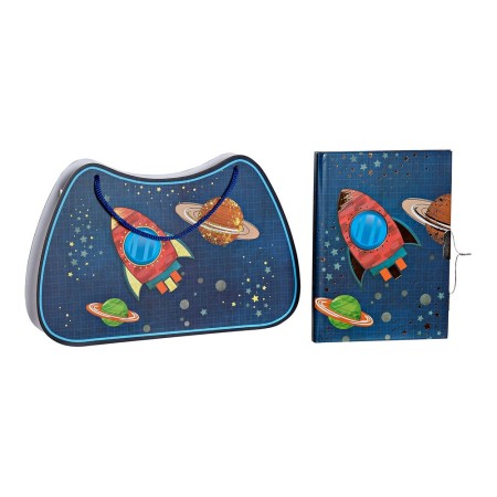 Agenda avec accessoires DKD Home Decor Bleu (27 x 4.3 x 17.5 cm)