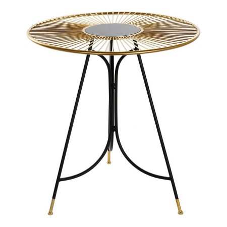 Table d'appoint DKD Home Decor Noir Métal Verre Doré (67.5 x 67.5 x 73 cm)