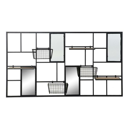 Étagère DKD Home Decor Verre Noir Métal Bois MDF (130 x 13 x 70 cm)