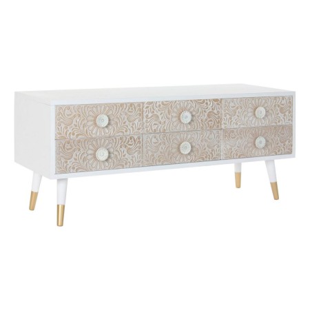 Meubles de télévision DKD Home Decor Blanc Sapin Marron Clair (120 x 42 x 50 cm)