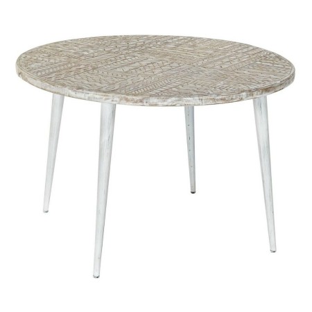 Table d'appoint DKD Home Decor Blanc Métal Doré Bois de manguier (75 x 75 x 50 cm)