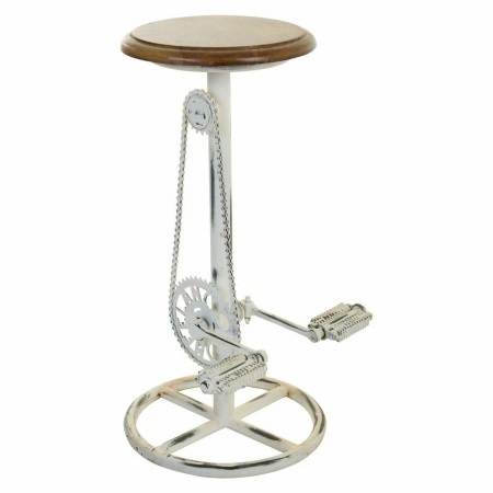 Tabouret Alexandra House Living Blanc Café Métal Bois MDF 40 x 73 x 40 cm Pédales