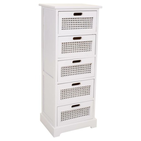 Caisson à Tiroirs Alexandra House Living Blanc Canne Bois de paulownia Bois MDF 29 x 91 x 35 cm