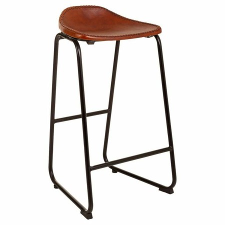 Tabouret Alexandra House Living Marron Noir Cuir Fer 46 x 80 x 46 cm