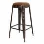 Taburete Alexandra House Living Marrón Negro Cuero Hierro 40 x 75 x 40 cm