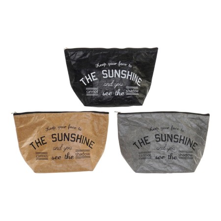 Trousse de toilette DKD Home Decor The Sunshine Marron Noir Gris Papier Vintage (3 pcs) (30 x 12 x 19 cm)