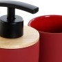 Ensemble de Bain DKD Home Decor Noir Rouge Bambou Grès (2 pcs) (7 x 7 x 18.5 cm)