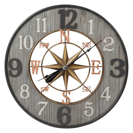 Horloge Murale DKD Home Decor Étoile Blanc Gris Fer Argenté Bois MDF (80 x 6 x 80 cm)