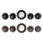 Horloge Murale DKD Home Decor Fleurs Noir Verre polypropylène Doré Argenté (5 pcs) (2 pcs) (35 x 5 x 35 cm)