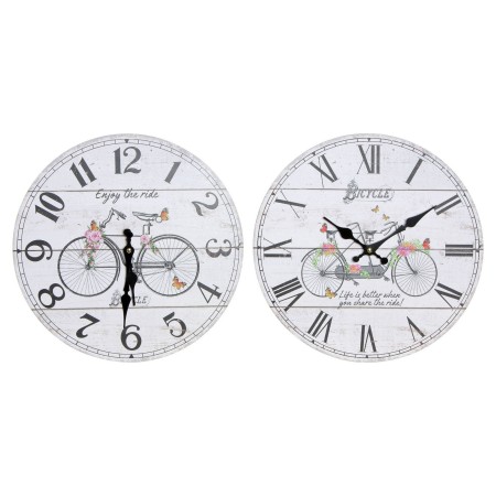 Horloge Murale DKD Home Decor Bicyclette Bois MDF (2 pcs) (34 x 4 x 34 cm)