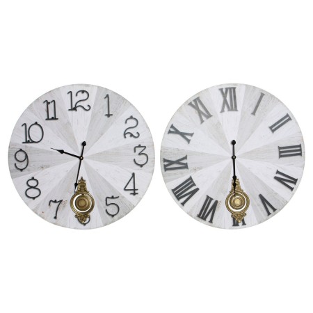 Horloge Murale DKD Home Decor Pendule Noir Gris Métal Bois MDF (2 pcs) (58 x 8 x 58 cm)