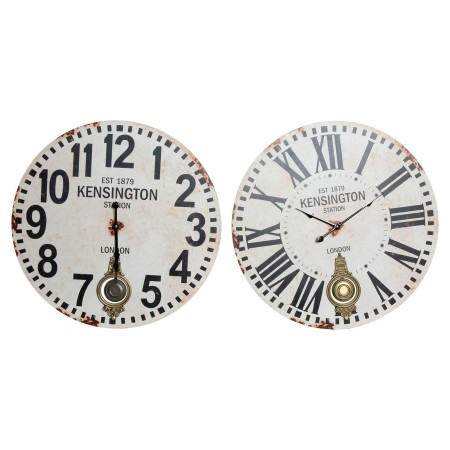 Horloge Murale DKD Home Decor Pendule Noir Beige Métal Bois MDF (2 pcs) (58 x 4 x 58 cm)
