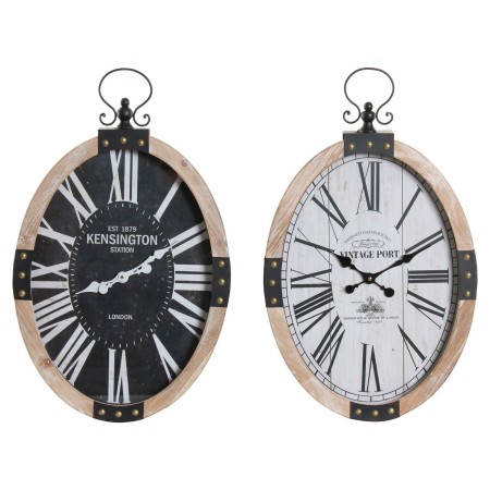 Horloge Murale DKD Home Decor Oblongue Fer Bois MDF (2 pcs) (43 x 6.5 x 71 cm)