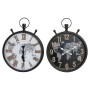 Horloge Murale DKD Home Decor Blanc Noir Verre Fer Mappemonde (2 pcs) (50 x 10 x 66 cm)