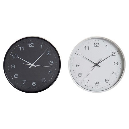 Horloge Murale DKD Home Decor Minimaliste Blanc Noir PVC (2 pcs) (35 x 5 x 35 cm)