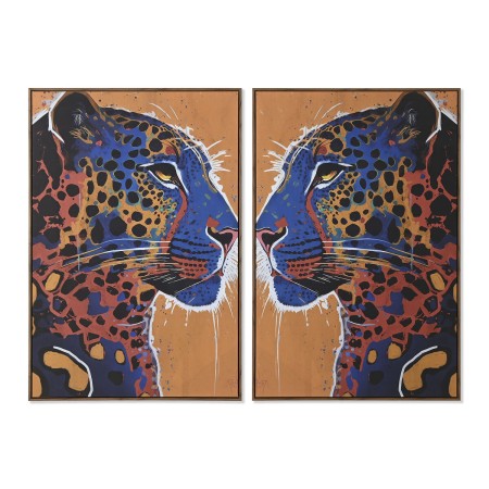 Cuadro Home ESPRIT Leopardo Urbano 80 x 4,5 x 120 cm (2 Unidades)