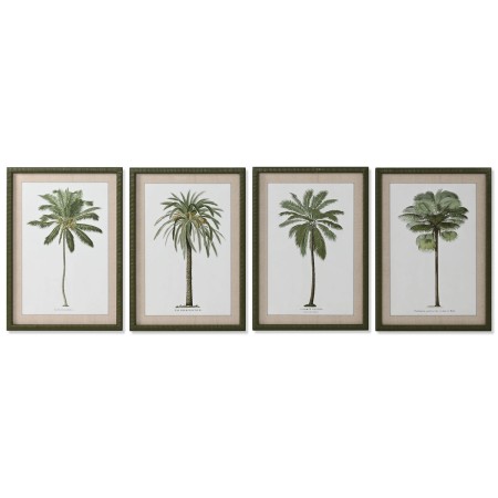 Cuadro Home ESPRIT Verde Beige Palmeras Tropical 50 x 2,5 x 70 cm (4 Unidades)