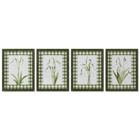 Cuadro Home ESPRIT Verde Beige Shabby Chic Plantas botánicas 30 x 2,5 x 40 cm (4 Unidades)