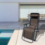 Marbueno Transat Pliable Acier Avec Coussin Jardin et Piscine 90X66X108 cm Gravité Zéro Marron 10007