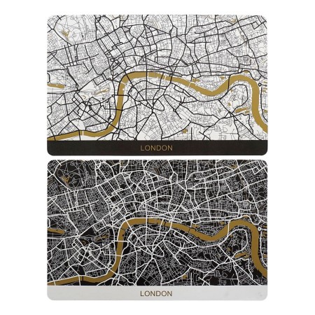 Dessous de plat DKD Home Decor London Blanc Noir Polypropylène (PP) (2 pcs) (43.5 x 28.5 x 28.5 cm)