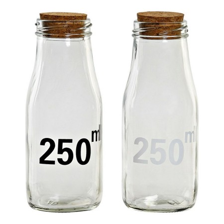 Bouteille en Verre DKD Home Decor Noir Liège (250 ml) (2 pcs)