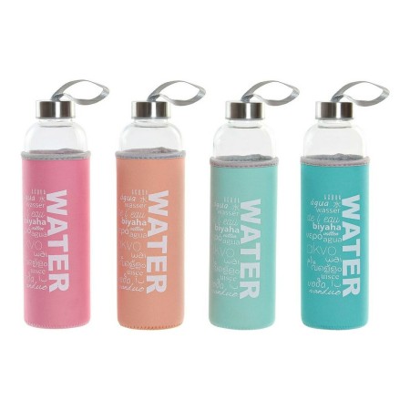 Bouteille en Verre avec Étui en Néoprène DKD Home Decor Water (600 ml) (4 pcs)