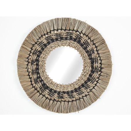 Miroir mural Romimex Noir Naturel Fibre naturelle 70 x 70 x 3 cm