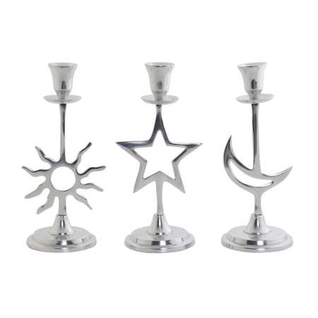 Pot à Bougie DKD Home Decor Argenté Étoile Aluminium (12.5 x 10.5 x 26.5 cm) (3 pcs)