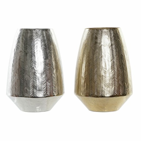 Vase DKD Home Decor Aluminium Argenté (2 pcs) (22 x 22 x 32 cm)