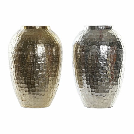 Vase DKD Home Decor Aluminium Moderne Argenté (2 pcs) (20 x 20 x 30 cm)