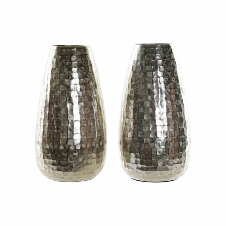 Vase DKD Home Decor Aluminium Moderne Argenté (2 pcs) (16 x 16 x 32 cm)