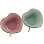 Vide-poches DKD Home Decor Porcelaine Rose Métal Turquoise (2 pcs) (13 x 13 x 10 cm)