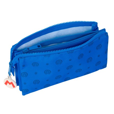 Trousse Fourre-Tout Triple Super Mario Play Bleu Rouge 22 x 12 x 3 cm