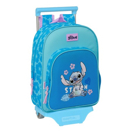 Mochila Escolar con Ruedas Lilo & Stitch Hawaii Azul 26 x 34 x 11 cm