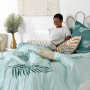Housse de Couette HappyFriday Blanc Foliage mint Multicouleur 180 x 220 cm