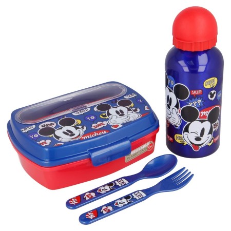 Set de Fiambrera y Bidón Mickey Mouse Happy Smiles 21 x 18 x 7 cm