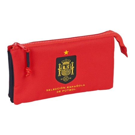 Trousse Fourre-Tout Triple RFEF Bleu Rouge 22 x 12 x 3 cm