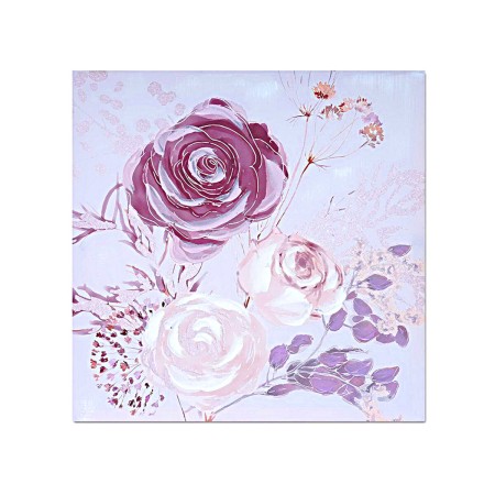 Cadre Romimex Rose Toile Roses 60 x 60 x 3 cm