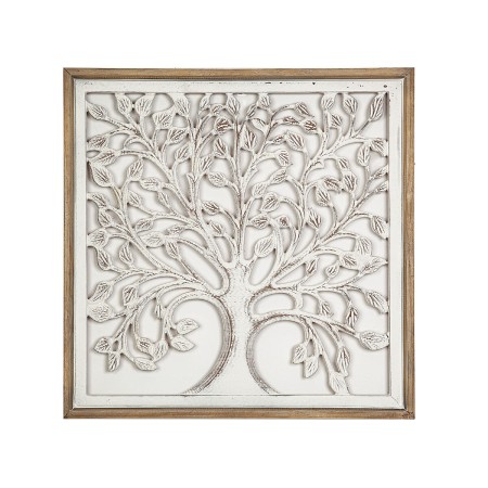 Décoration murale Romimex Blanc Naturel Bois MDF 60 x 60 x 4 cm